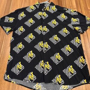 🖤 MTV All-Over Logo Button Up Shirt | Size Small | Checkered Print